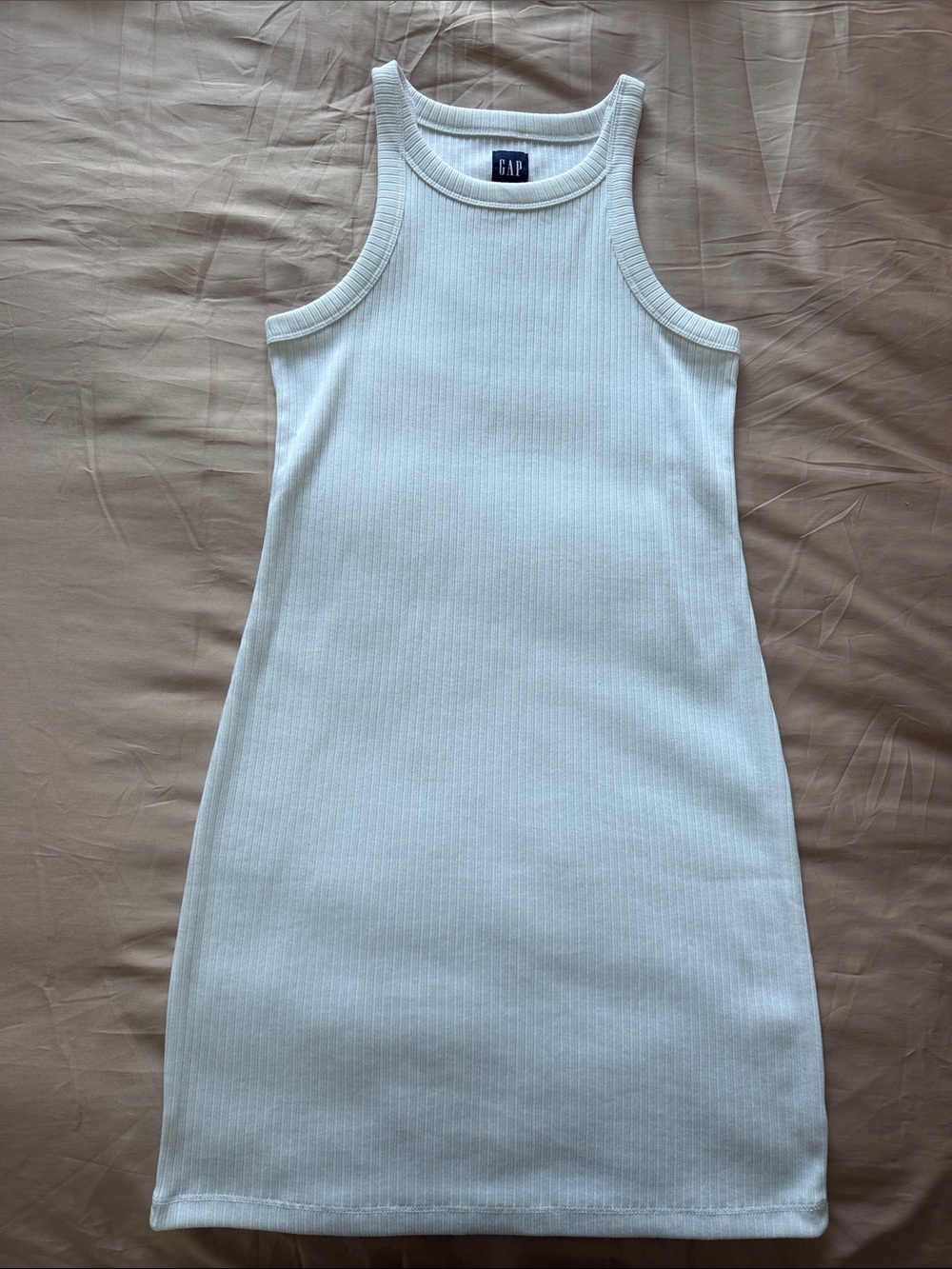 GAP White Ribbed Tank Mini Dress